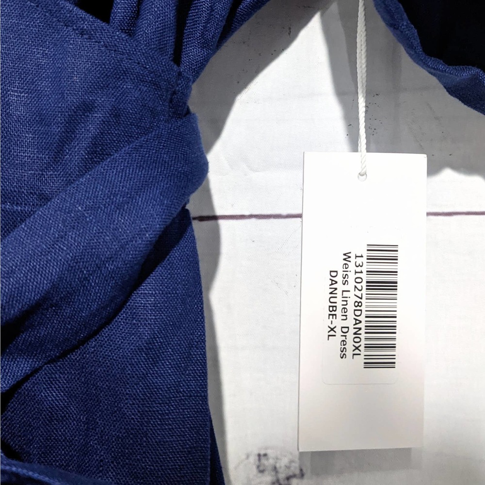 NWT Reformation Weiss Linen Wrap Midi Dress Danube Blue Women's Size XL - Picture 9 of 11